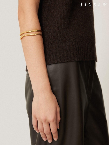 Jigsaw Gold Tone Organic Wave Bangle (AL5329) | AED349