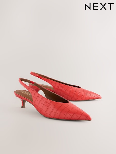 Orange Standard/Wide Fit Forever Comfort® Point Toe Low Slingback Kitten Heels (AL5336) | 126 QAR