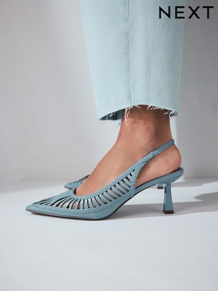 Blue Forever Comfort® Point Toe Cut Out Detail Low Slingback Heels (AL5342) | $72
