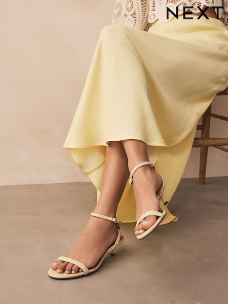 Snake Beige Forever Comfort® Leather Round Toe Low Kitten Heel Simple Sandals (AL5355) | 189 QAR