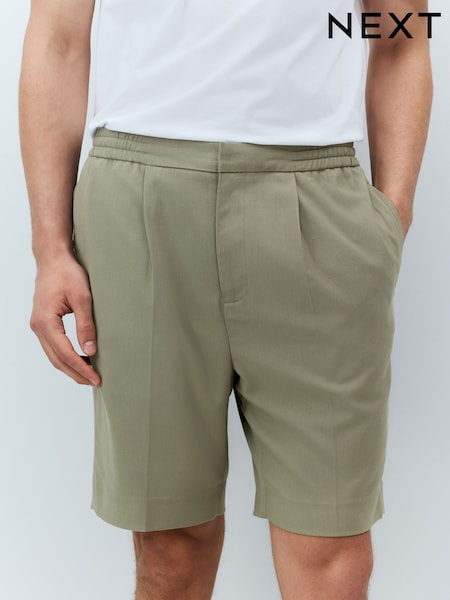 Khaki Elasticated Waist Pleat Chino Shorts (AL5472) | €35
