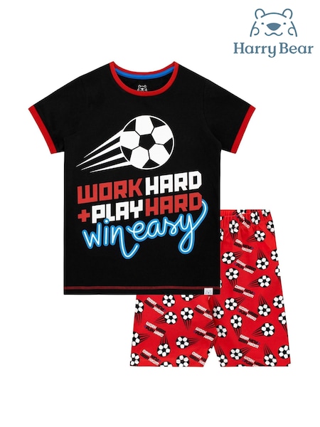 Harry Bear Red Work Hard Football Short Pyjamas (AL5476) | AED87