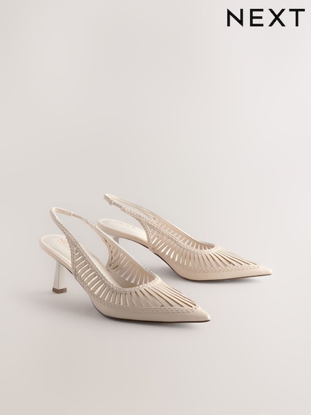 Bone Forever Comfort® Point Toe Cut Out Detail Low Slingback Heels (AL5561) | 216 SAR