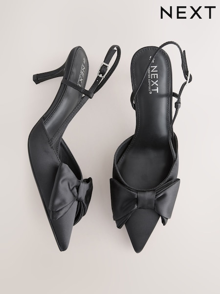 أسود - Forever Comfort® Point Toe Bow Slingback Heels (AL5564) | ‏164 د.إ.‏