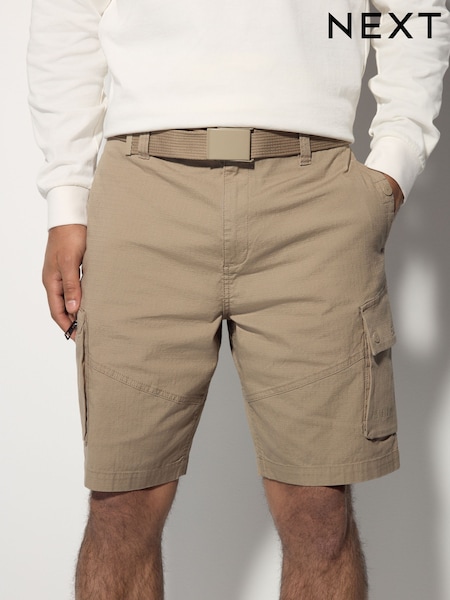 Песочный - Belted Ripstop Cargo Shorts (AL5577) | €32