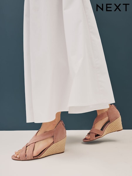 Pink Forever Comfort® Premium Leather With Motionflex Soft Twist Espadrille Wedges (AL5624) | €90.50