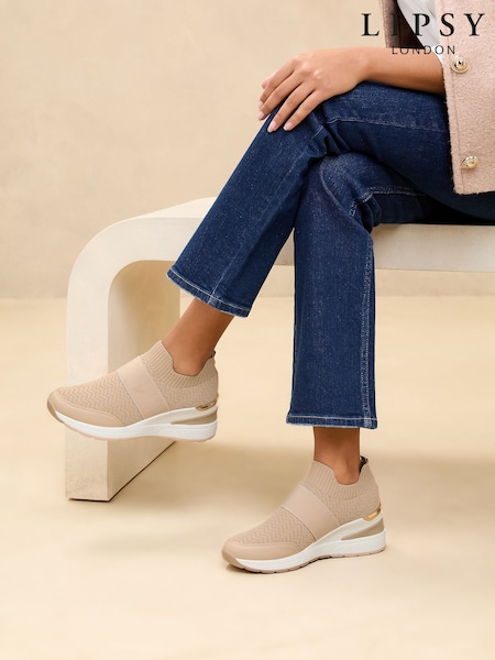 Neutral - Lipsy Chunky Wedge Pull On Runner Trainers (AL5644) | kr970