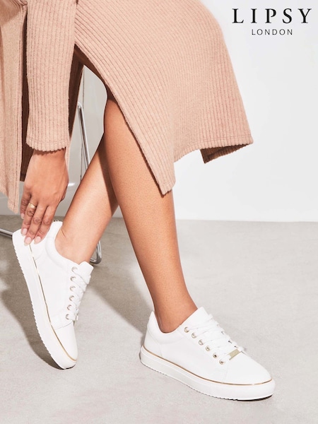 Lipsy Flat Chunky Lace Up Faux Leather Trainers (AL5650) | kr820