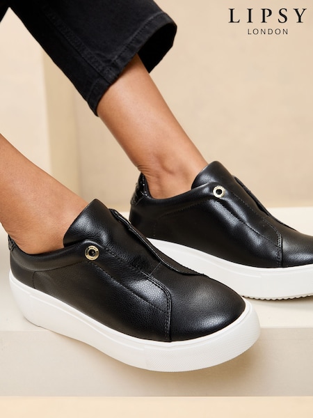 Lipsy Black Chunky Pull On Flatform Trainers (AL5655) | ₪196
