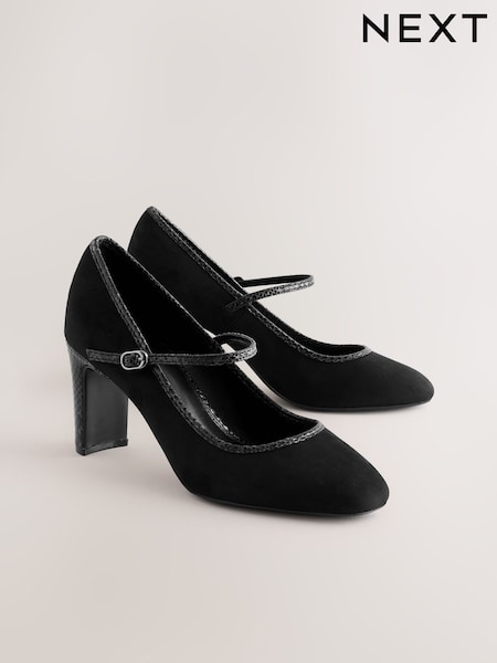 Black Extra Wide Fit Forever Comfort® Round Toe Mary Jane Block Court Shoes (AL5658) | €50.50