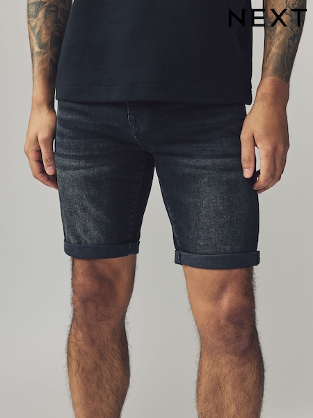 Black Skinny Fit Stretch Denim Shorts (AL5667) | €25