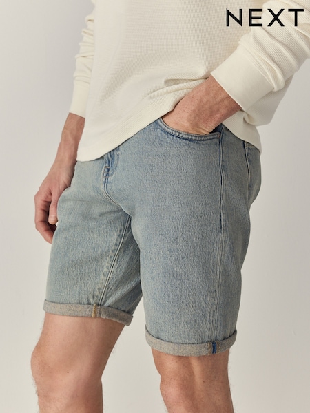 Light Blue Tint Slim Fit Stretch Denim Shorts (AL5672) | €25
