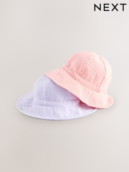 Rosa/lila - Baby 100% Cotton Summer Hat 2 Pack (0mths-2yrs) (AL5687) | 18 €