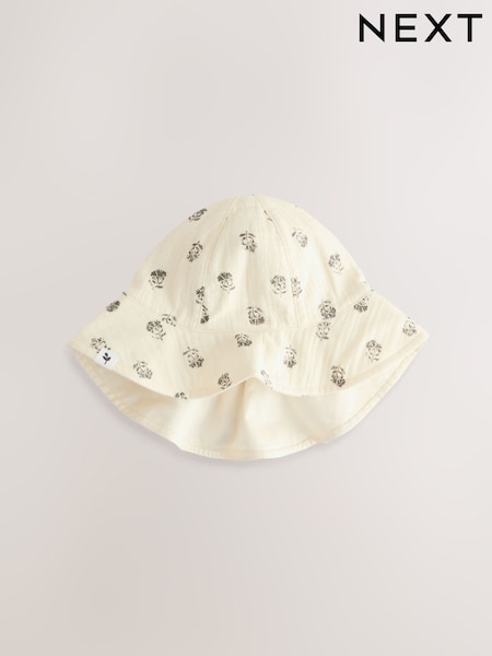 Neutral Floral Baby 100% Cotton Woven Bucket Hat (0mths-2yrs) (AL5696) | kr142