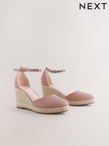Pink Forever Comfort® Round Toe Espadrille Stud Detail Wedges (AL5771) | €45