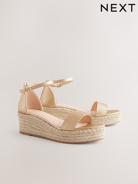 Gold Forever Comfort® Round Toe Flatform Espadrilles Wedges Sandals (AL5777) | €43