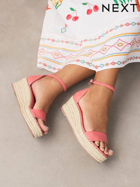 Korallenpink - Forever Comfort® Round Toe Flatform Espadrilles Wedges Sandals (AL5779) | 58 €