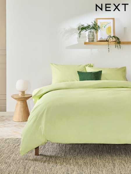 Lime Green Cotton Rich Plain Duvet Cover and Pillowcase Set (AL5802) | €23 - €57