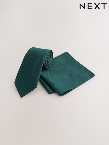 Green Textured Tie And Pocket Square Set (AL5804) | R$ 270