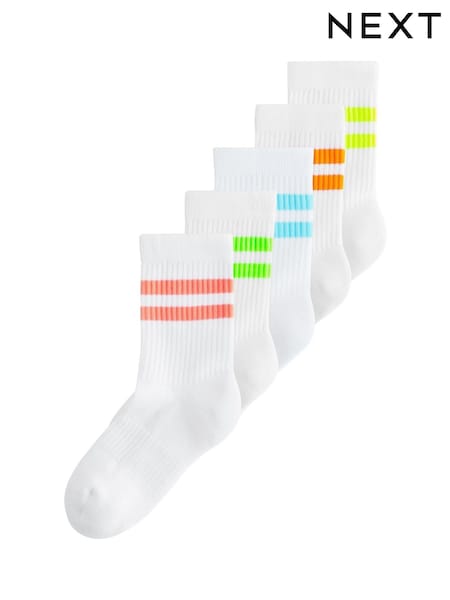 Helles Gelb/Grün/Blau - Cushioned Footbed Cotton Rich Ribbed Tipped Socks 5 Pack (AL5808) | 10 € - 14 €