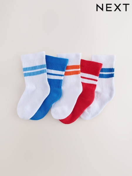 Rot/Blau/Orange - Cushioned Footbed Cotton Rich Ribbed Tipped Socks 5 Pack (AL5809) | 10 € - 14 €