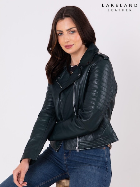 Lakeland Leather Green Esthwaite Classic Leather Biker Jacket (AL5852) | €132