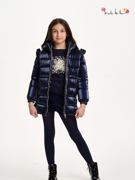 Nicole Miller Girls Blue Flrill Sleeves Puffer Jacket (AL5855) | €92 - €106