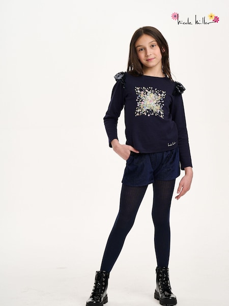 Nicole Miller Purple Sequins Long Sleeve 100% Cotton T-Shirt (AL5858) | 1,502 UAH - 1,682 UAH
