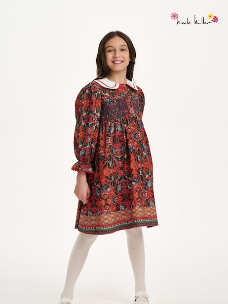 Nicole Miller Red Floral Print Cotton Dress (AL5860) | AED203 - AED224