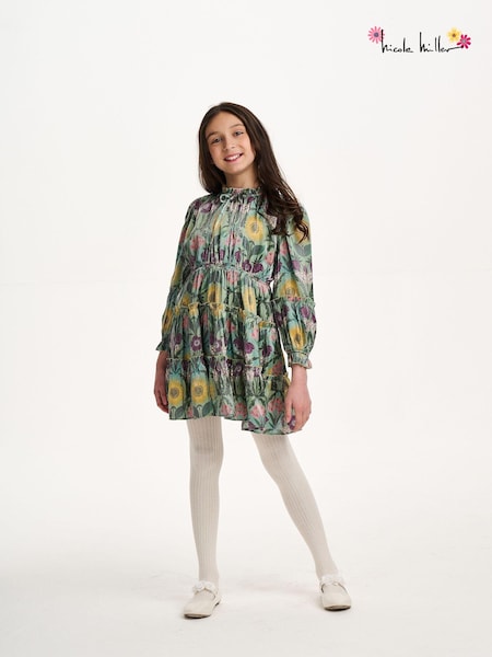 Nicole Miller Green Tiered Lace Trim Dress (AL5861) | €26 - €29