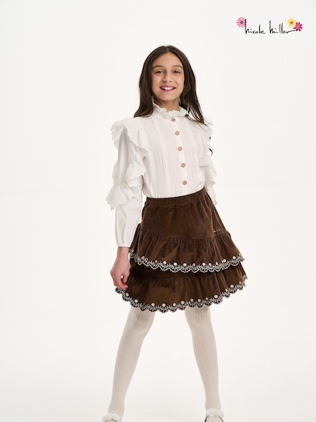 Nicole Miller Cream High Neck 100% Cotton Blouse (AL5870) | €22 - €24