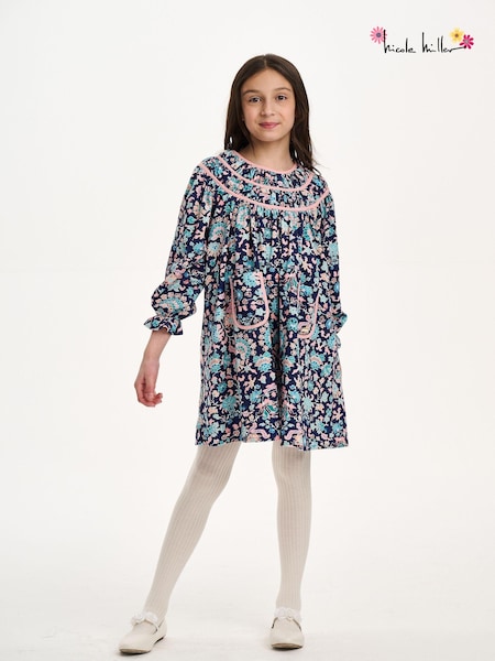 Nicole Miller Blue Floral Print Cotton Dress (AL5878) | €29 - €32