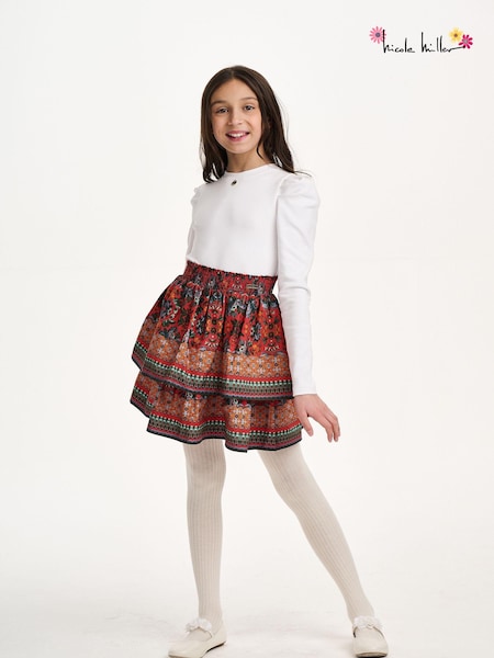 Nicole Miller Red Floral Print Cotton Skirt (AL5881) | €21.50 - €24