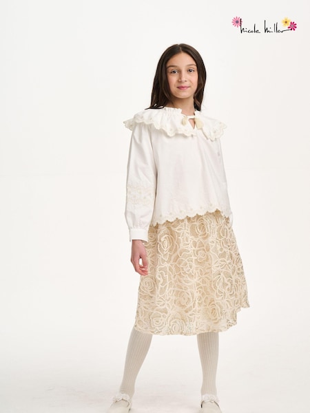 Nicole Miller Cream Embrodery 100% Cotton Blouse (AL5885) | 2,223 UAH - 2,403 UAH