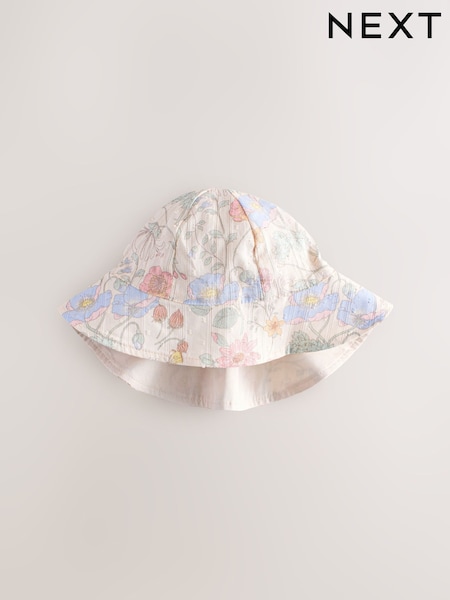 Pink Floral Print 100% Cotton Baby Summer Hat (0mths-2yrs) (AL5899) | €12