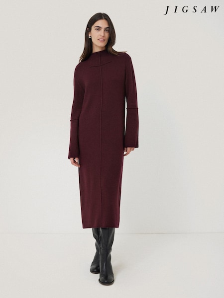 Jigsaw Red Compact Wool Line Burgundy Dress (AL5910) | €108