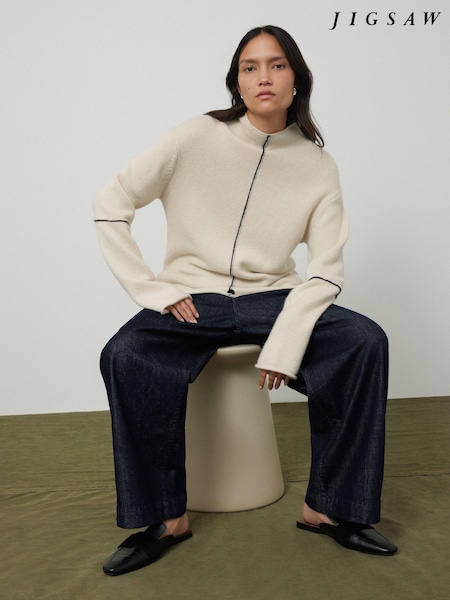 Jigsaw Cream Compact Wool Line Jumper (AL5913) | €89