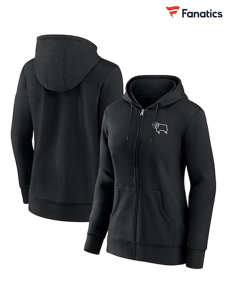 Fanatics Small Derby County Essentials Crest Full Zip Black Hoodie (AL5993) | €36