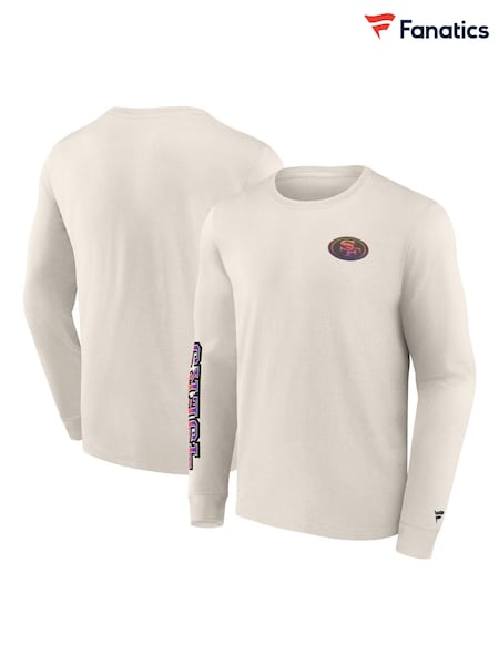 Fanatics 100% Cotton NFL San Francisco 49ers Gradient Long Sleeve Crew White T-Shirt (AL6024) | €57