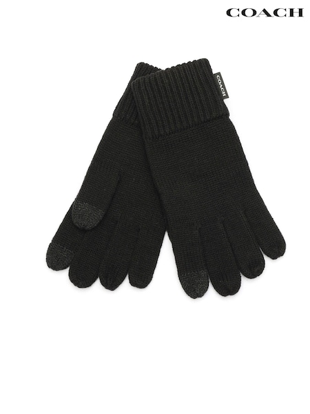 COACH Woven Patch Knit Black Gloves (AL6045) | €42