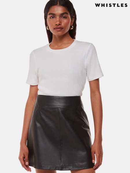 Whistles Petite Leather A Line Skirt (AL6075) | ‏855‏₪