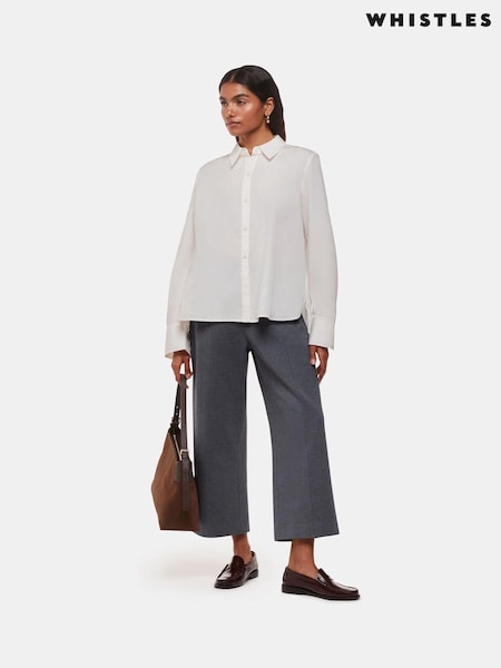 Whistles Grey Petite Camilla Wide Leg Trousers (AL6076) | €126