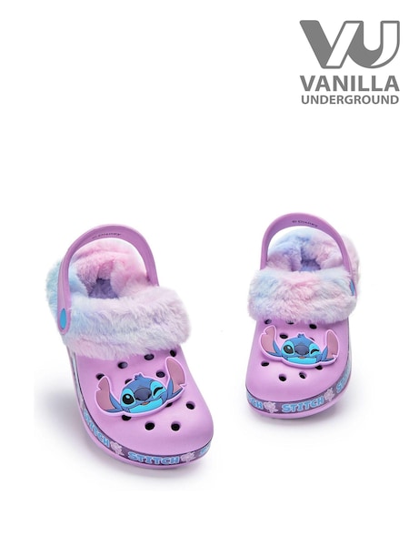 Vanilla Underground Purple Disney Stitch Girls Faux Fur Lined Clogs (AL6081) | €29