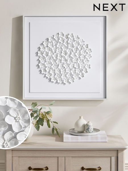 White 3D Acrylic Flowers Framed Wall Art (AL6086) | €122
