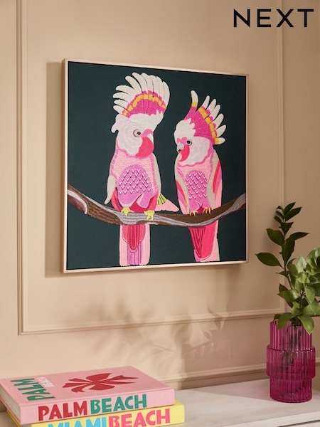 Multi Bright Embroided Cockatoo Wall Art (AL6089) | €47