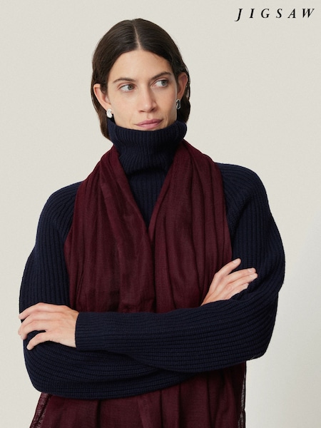 Jigsaw Red Pure Cashmere Gauze Scarf (AL6105) | €154
