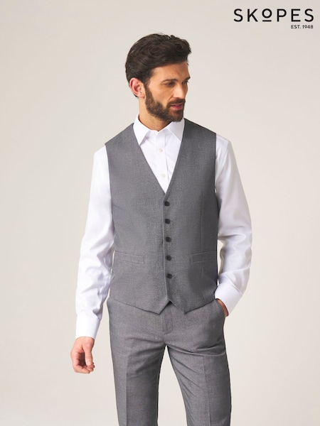Skopes Light Grey Harcourt Single Breasted Tweed Effect Suit Waistcoat (AL6121) | €70