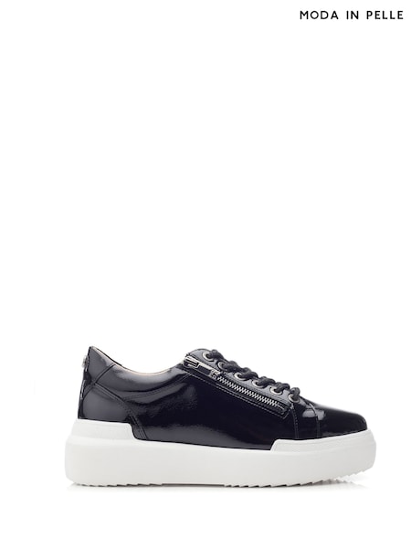 Moda in Pelle Banquette Glitz Detail Lace up Chunky Leather Trainers (AL6132) | AED317