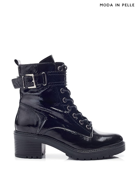 Moda In Pelle Beyza Lace Up Leather Biker Boots (AL6138) | AED868