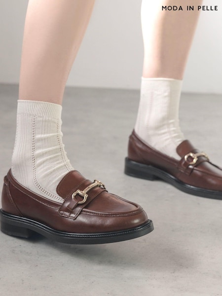 Temno rdeča - Moda In Pelle Estephe Snaffle Trim Almond Toe Leather Loafers (AL6141) | € 117